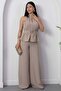 Halter Neck Buckle Waist Jumpsuit Grs3944 - 6