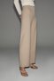 Velutto Women's Soft Textured Woven Fabric High Waist Beige Trousers - 2