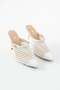 Women's Genuine Leather Heeled Slippers White - 3