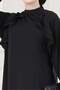 Ruffle Detailed Belted Hijab Dress - Black - 4