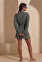 Women's Straight Fit Basic Smoked Mini Kimono - 6
