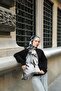 Amore Leaf Pattern Shawl - Black-Grey - 4