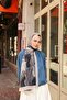 Noir Abstract Pattern Shawl - Cream-Denim Blue - 3