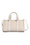 Women's Beige Logo Printed Adjustable Strap Faux Leather Shoulder Bag - 7