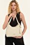 Women's White Patterned Zippered Faux Leather Shoulder Bag