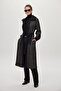 Hooded Belt Detailed Giy Çık Black/Beige 0221 - 2