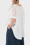 Relaxed Fit Lace Detailed Linen Blouse Bluz 7222L - 3