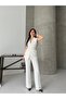 Gold Buttoned Vest, Trousers and Blazer Suit with Belt Accessories - 3