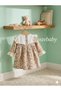 Baby Girl Scallop Collar Detailed Long Sleeve Lace Rose Patterned Vintage Dress - 4