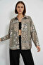 Women's Oversize Patterned Satin Green Shirt