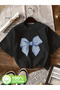 Blue and White Stripe Ribbon Printed Premium Oversize T-Shirt