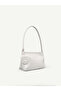 Wrinkled Textured White Shk218 Faux Leather, Snap Fasteners, Glasses Case with Charm, Single Compartment, Hand, Arm and Shoulder Bag - 2
