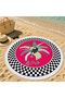 Aloha Themed Pink Tropical Patterned 150 cm Round Beach Towel