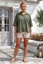 Dark Khaki Shirt Collar Short Sleeve Buttoned Mesh Pocket Embroidered Casual Cotton Woven Shirt 63 60 - 6