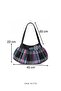 Women's Plaid Patterned Shoulder Bag with Buckle, Stylish Daily Hand and Shoulder Bag, Black Color - 7