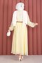 Hijab Suit with Ruffle Detail on the Front and Skirt - Yellow - 5