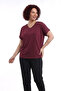 Women's Burgundy Plus Size V-Neck Comfortable T-Shirt - 2