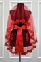 Red Bridal Veil Set, Laced, Shiny Stone and Pearl Decorated Henna Night Veil and Head Cover, 6 Pieces - 3