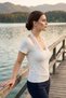 Women's Halter Neck Lace-Up Short Sleeve Blouse - 5