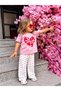 Girl's Heart Patterned Linen Bottoms and Cotton T-Shirt Set