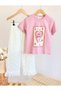 Girl's Scallop Fabric Pants + T-Shirt Set - 4