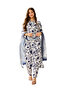 White-Blue Silk Blend Kurta Set with Jacquard Organza Dupatta - HRT6182 - 2