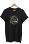 Unisex Deer and Fish Printed Land and Nature T-Shirt Outdoor Camping Wear