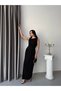 Black Waist Detailed Draped Sleeveless Dress - 2