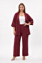 Comfortable Fit Wrinkled Fabric Trouser Suit Kimono - 4
