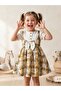 Retro Patterned Short Sleeve Bow Children's Dress