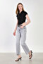 Women's Belted Straight-Leg Jeans - Light Gray - 4