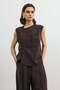 Dark Brown Lyocell Blended Buttoned Women's Top