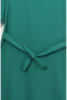 Elasticized Sleeves Belted Dress 2261-04 Green - 4