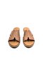 Genuine Leather Soft Sole Flat Heeled Tan Color Women's Slippers - 5