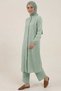 Mint Green 100% Cotton Muslin Fabric Zippered Comfortable Fit Hijab Women's Set - Hajj and Umrah Outfit - 3