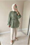 Women's Trendy Ruffle Sleeve Belted Poplin Hijab Shirt - 5