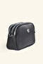 Women's Textured Model Three-Compartment Shoulder Bag - Black - 2