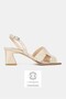 Women's Beige Patent Leather Genuine Natural Leather Thick Heel Open Back Shoes, Size 35-41