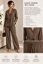 Brown Viscose Shirt with Collar Tie Detail Double Suit - 3