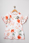 Girl's White Orange Floral Patterned Ruffle Sleeve Summer Dress - 2