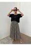 Buketli̇ Women's Woven Viscose Top with Short Sleeves and Blouse, Rope Strap Patterned Loose Long Dress - 4