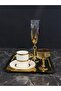 Gold Liva Coffee Presentation Set – Gold Coffee Cup, Turkish Coffee Cup, Coffee Saucer and Tray - Luxury Coffee Set - 3