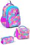 Kids Pink Water Green Letter Patterned 3-Piece School Bag Set Set0133241