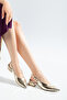 Vienna Women's Gold Dore Wrinkled Back Open Short Heeled Shoes - 2