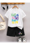 New Season Be Happy Printed Kids Shorts-T-Shirt Set