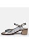 Women's Large Size Women's Heel Sandals Genuine Leather 41-42-43-44-45-Silver - 7