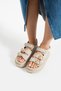 Women's Beige Buckle Thick-Soled Gold Buckle Sandals Daily Stylish Comfortable Wear - 3