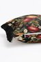 Pomegranate Flowered Botanical Garden Fringed Throw Pillow Cover - Black Tasseled Vintage Pillowcase - 5