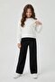 Ecru Floral Embroidered Badi Jean Trousers Girls' 2-Piece Set 24159 - 3