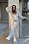 Women's Ribbed Elastic Wide Leg Palazzo Gray Sweatpants - 2